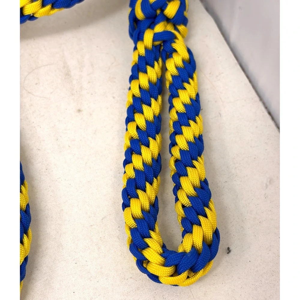 Handmade Braided Paracord Dog Leash Blue Yellow White 49